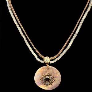Avon Abalone and Copper Mystical Pendant Necklace 16 inches with 3 inch extender